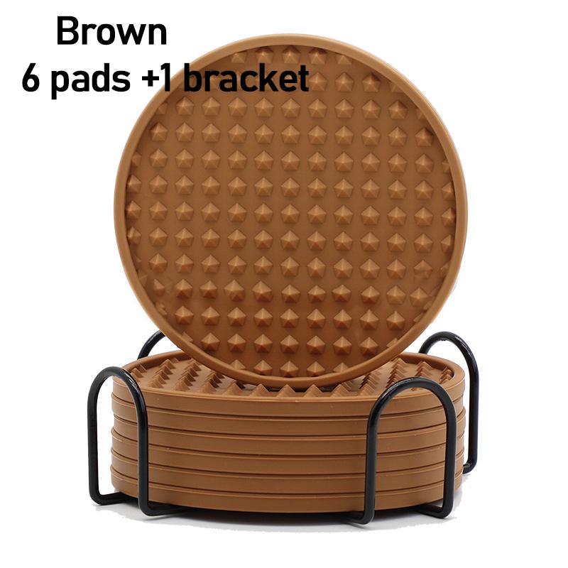 6pcs Silicone Coasters Round Heat Resistant Rubber Tea Cup Mat Drink Coffee Mug Glass Beverage Holder Pad Decor Table Mat 10cm