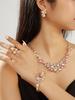 Elegante Set di Gioielli Rosa e Bianchi con Perle Finte e Strass