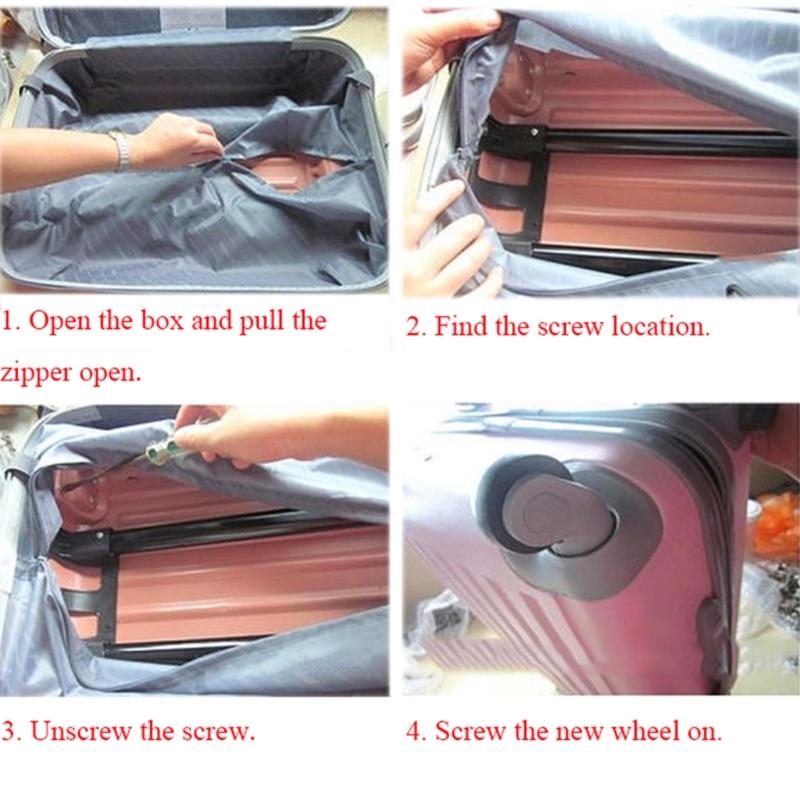 2Pcs Trolley Casters Replacement Heavy Duty Roller Wheel for Luggage Box Suitcase 360 Degree Swivel Kit SilentWheel