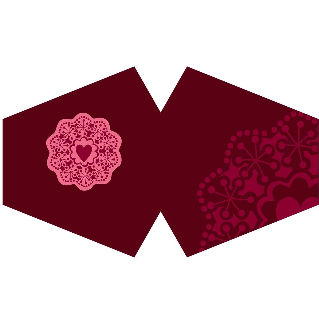 Reusable Adult Cloth Face Mask - Red Mandala Heart