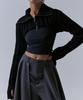 Teulimingbeodeu High-Neck Bolero Knit Zip-Up [ Black ]