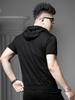 European Style 2025 Summer New Hooded Short-Sleeve T-Shirt for Men, Trendy Brand with Gold Print, Slim Fit Casual Half-Sleeve Sweatshirt