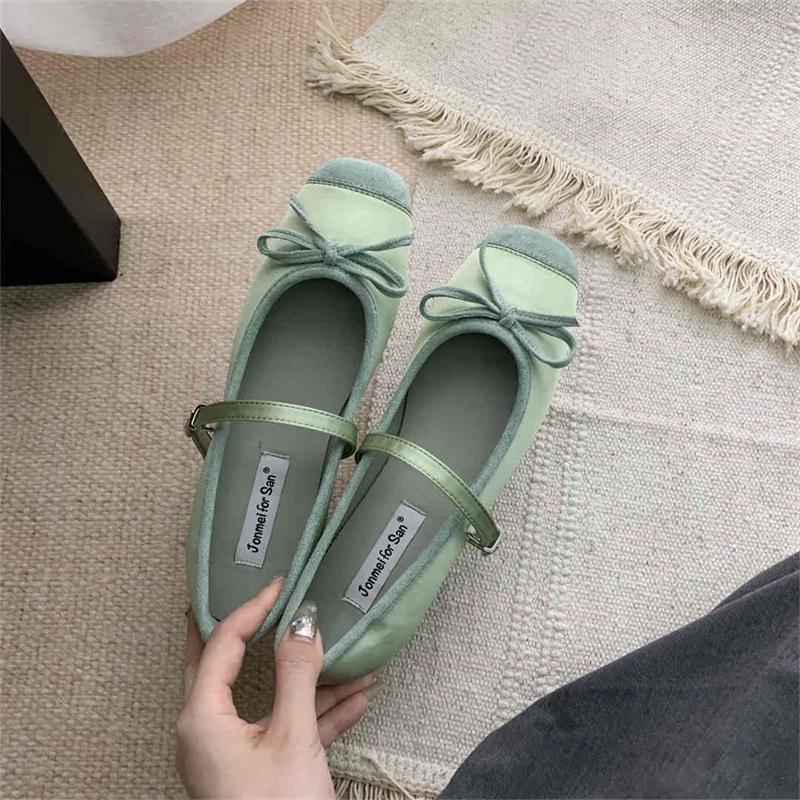 Fashion IPPEUM Women Ballet Flats Satin Square Toe Ballerinas Zapatos Mujer Mary Janes Shoes For Women