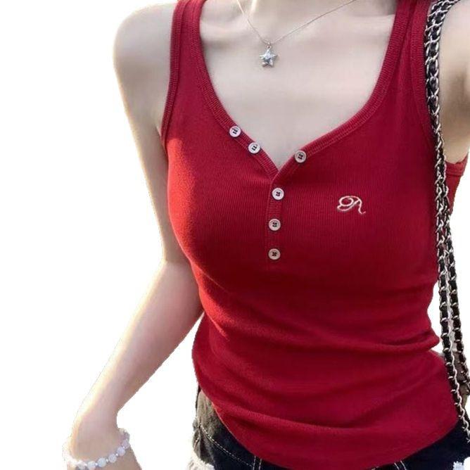 #Sling vest sexy pure desire female design sense slim and thin collar Han Fan sleeveless short top summer
