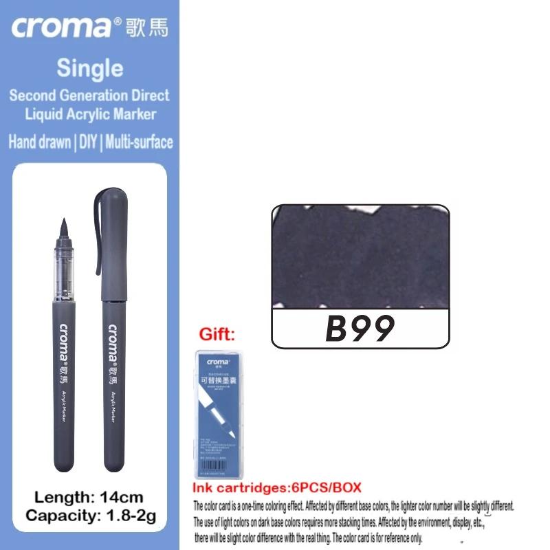Croma 160/1 Farben Nachfüllbares Direktflüssig-Acrylmarker-Set mit Weicher Spitze, Waschbarer Aquarellpinsel Schulausstattung