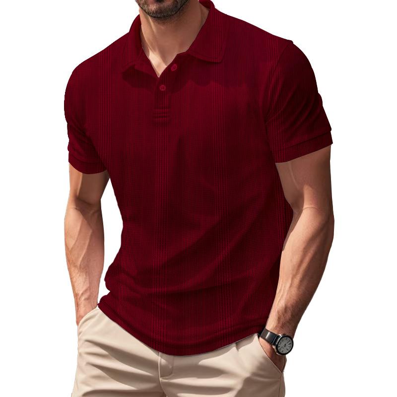 

Summer Mens Short Sleeve Polo Shirts Golf Shirts Fashion Business Casual Male Tops Tees Polo XXXL бордовий