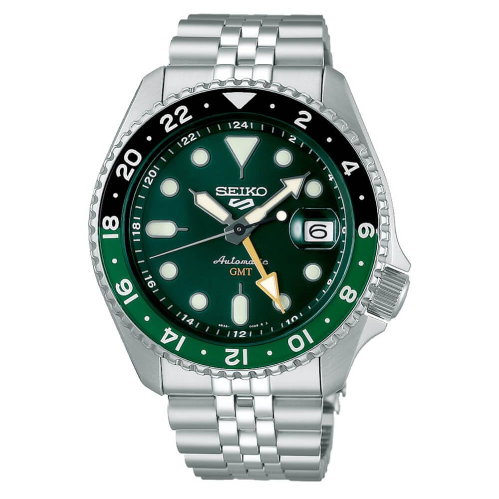

Seiko SSK035K1 5 Sports Automatic GMT Watch Silver, Silver, Sporty. срібний
