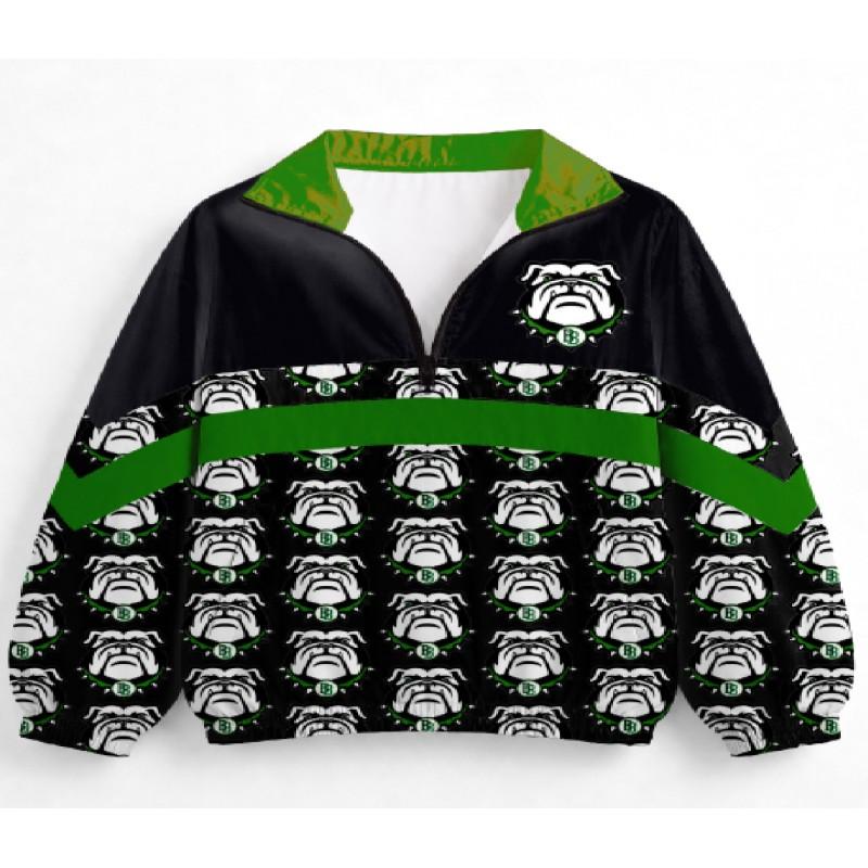 Womens Streetwear Zip-Up Stand Collar Sweatshirt 3D Digital Print Loose Fit Casual Top