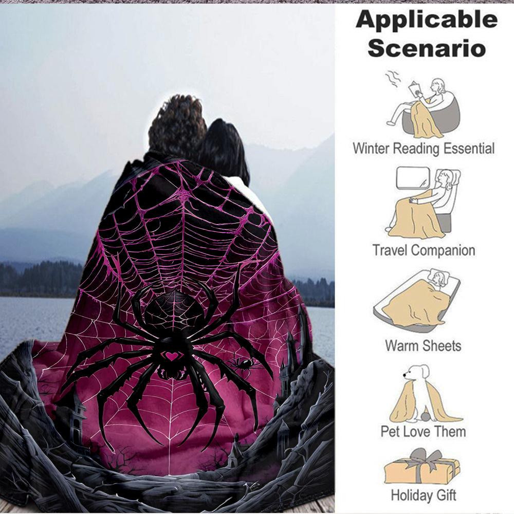 1pc Spider Web Blanket Lightweight Flannel Blanket Throw Blanket For Sofa, Bed, Travel, Camping yy2509026172
