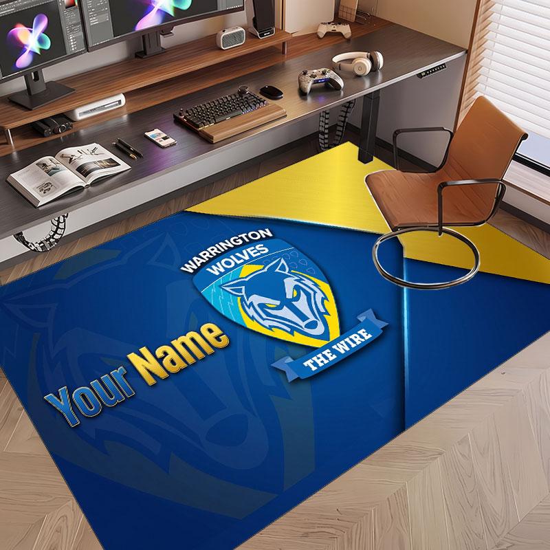 Custom Rug Warrington Wolves FC Pattern Print Name Text Soft Non‑Slip Floor Carpet for Home Indoor Decoration
