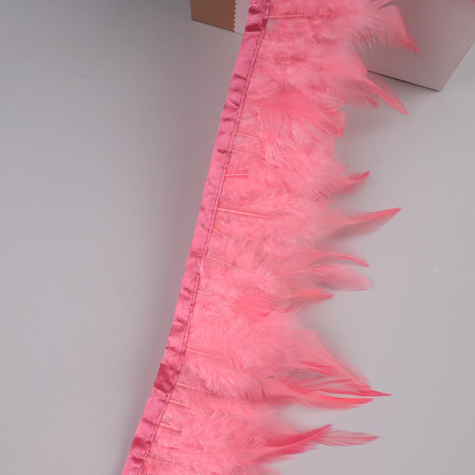10Meters Hackle Feather Trim Rooster Neck Feather Ribbon Pheasant Feathers Fringe for Crafts Accessories Sewing Decoration
