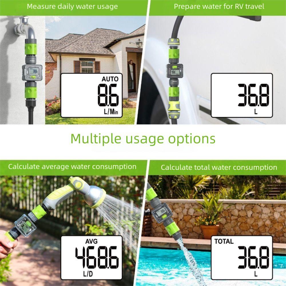 Digitaler Wasserzähler 180° Bildschirmausrichtung Wasserfluss-Sensoren Durchflussrate Außenbereich Garten