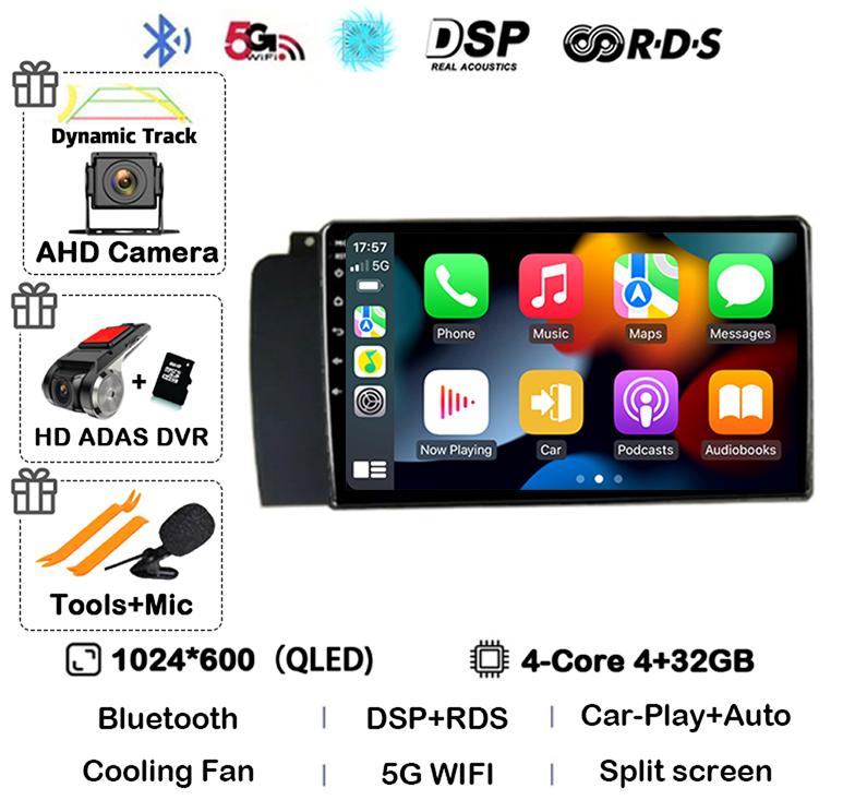 Android 14 Carplay Auto Car Radio For Volvo XC70 V70 S60 2004-2009 GPS Multimedia Video Player Navigation Stereo WIFI+4G Audio