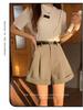 Petite Women's High Waist Pleated A-line Suit Shorts for Summer 2025