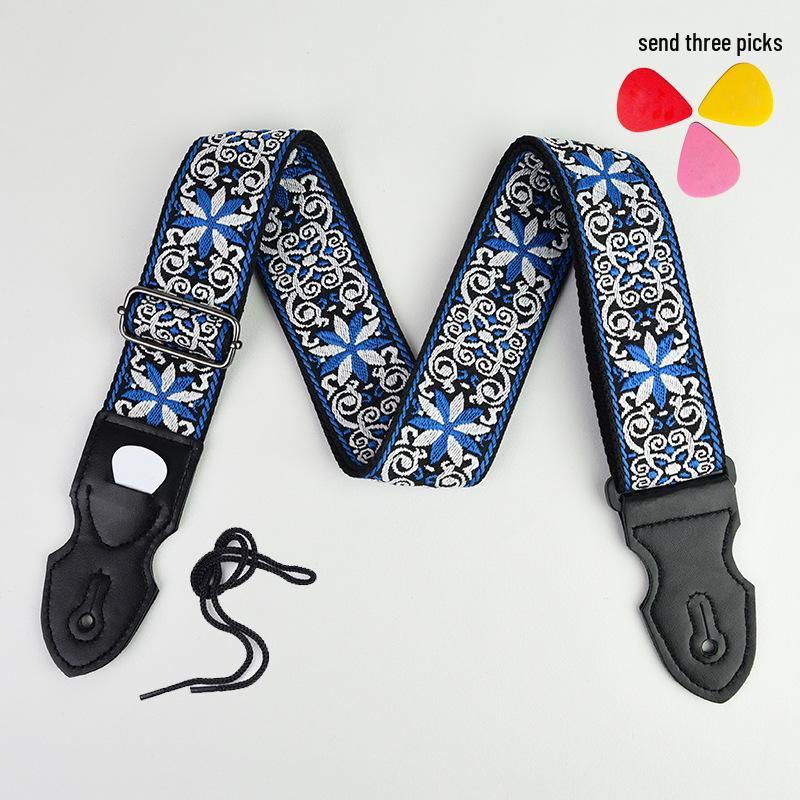 Premium Embroidered Guitar Strap for Acoustic and Electric Guitars