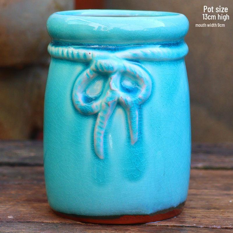 Handmade Retro Zisha Ceramic Pot for Succulents, Orchid, and Asparagus - Breathable Small Flower Pot