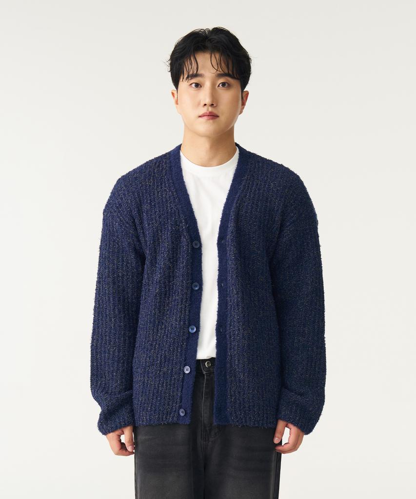 Double Eight Hairy Knit Cardigan (Navy)