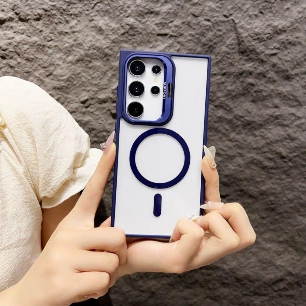 For Magsafe Hidden Holder Clear Case For Samsung Galaxy S26 S25 S24 Ultra Plus S23 FE Shockproof Magnetic Wirelesss Charge Cover