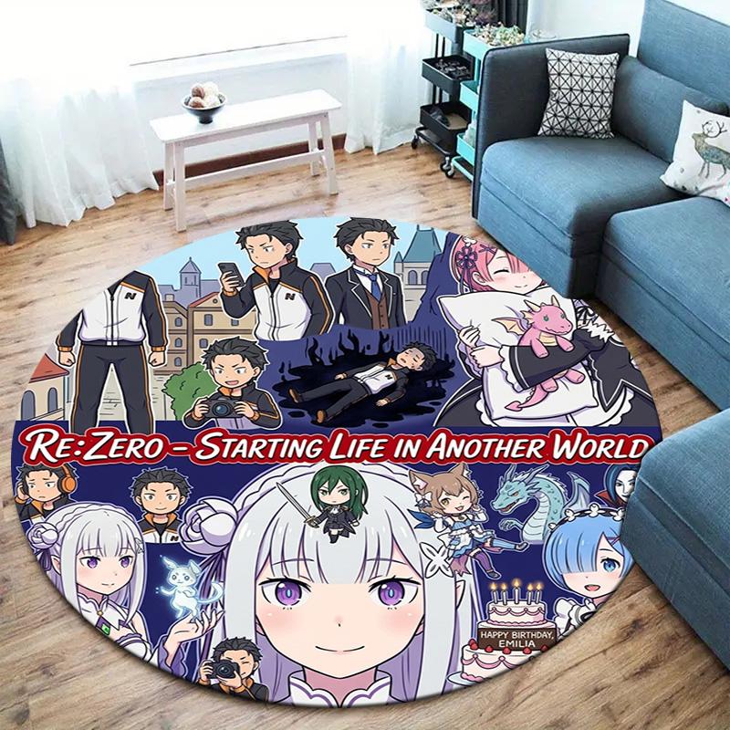 Re Zero Round Area Rug Carpet Rug For Living Room Bedroom Sofa Playroom Decor Nonslip Floor Mat