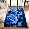 1PC Custom Name Blue Roses Butterflies Theme Floor Mat Ideal for Living Room, Game Rooms, Office, Bedroom, Office Floor Mat , Floor Mats for Home