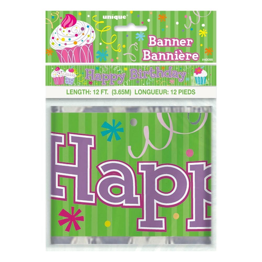 Unique Party Party Foil Cupcake Happy Birthday Banner