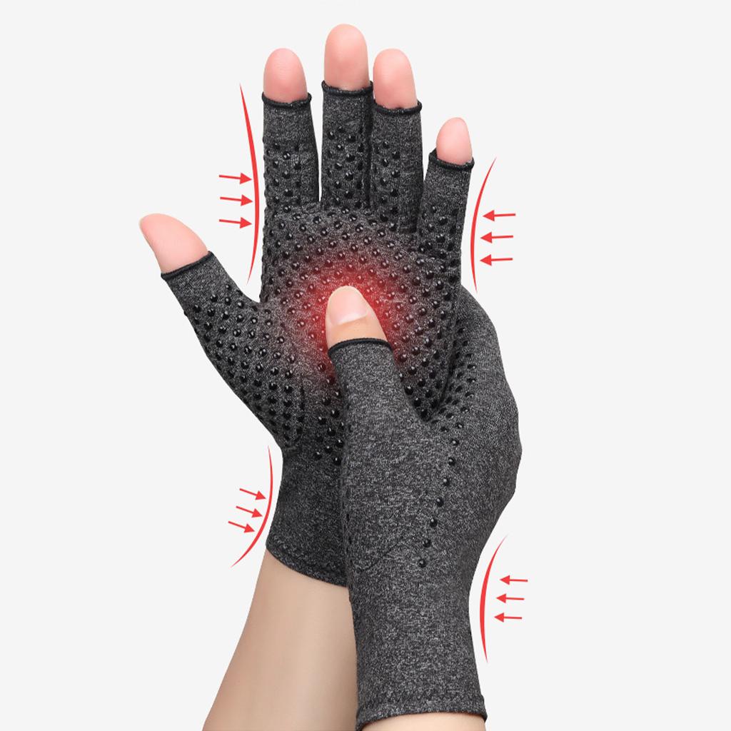Sports Half Finger Gloves Anti Slip Breathable Comfortable Knitted Fabric Arthritis Compression