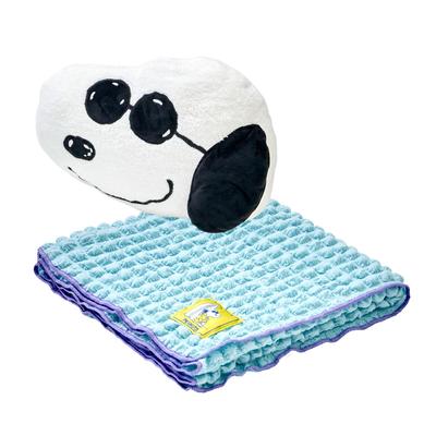 Nishikawa Snoopy Cushion In Pokopoko FQ95507600 Joe Cool Blanket, 100x70cm, Washable, Material, Blue, PN5605BD,