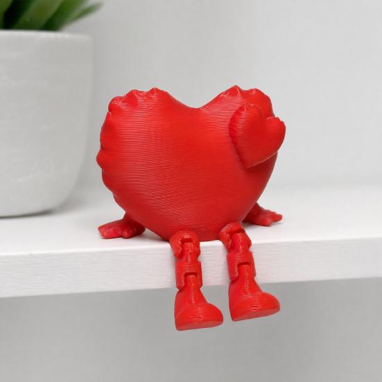 Heart Tabletop Decoration Love Figurine with Articulated Legs, 3D Printed Shape Statue, Legs for Home Office, Romantic Gift Valentine's Day