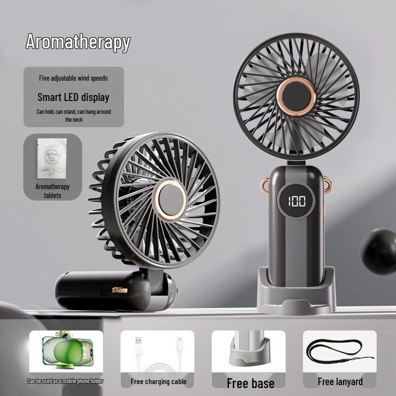 Portable Mini Handheld Fan with USB Charging, Foldable Design, Digital Display, Perfect for Students, Dorms, or As a Cross-Border Gift.