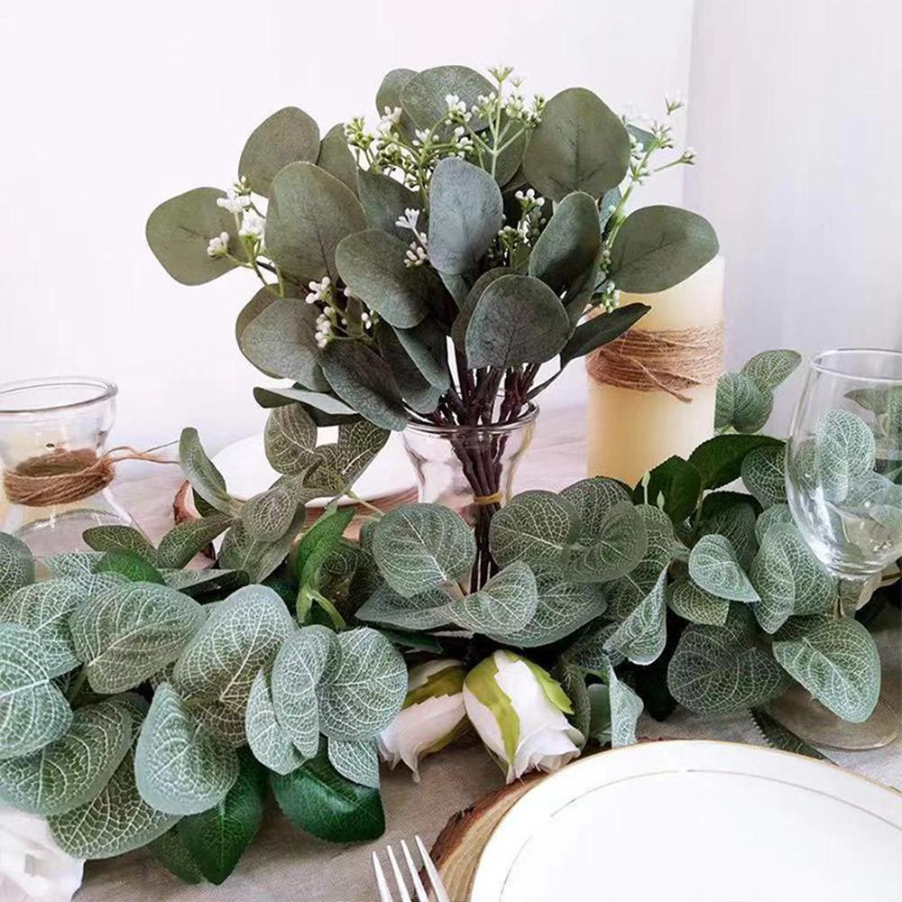 Artificial Eucalyptu Leaves Stems Eucalipto Branche Carrying Fruit Christmas Floral Bouquets Wedding Holiday Greenery Home Decor