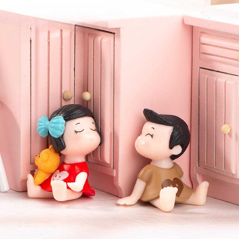 

Микро-ландшафтное садоводство Горшечный ландшафтный декор Бант Пара Мультяшная машина Торт Украшение Работа Маленькие украшения