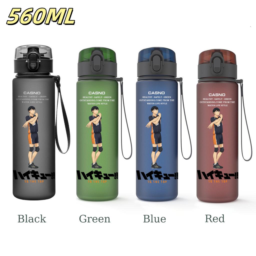 Anime Haikyuu Sports Water Bottle Leak Proof Frosted Plastic Cup Portable Rope Fitness Outdoor Travel 560ML with for Kid Friendly Entertaining Fun