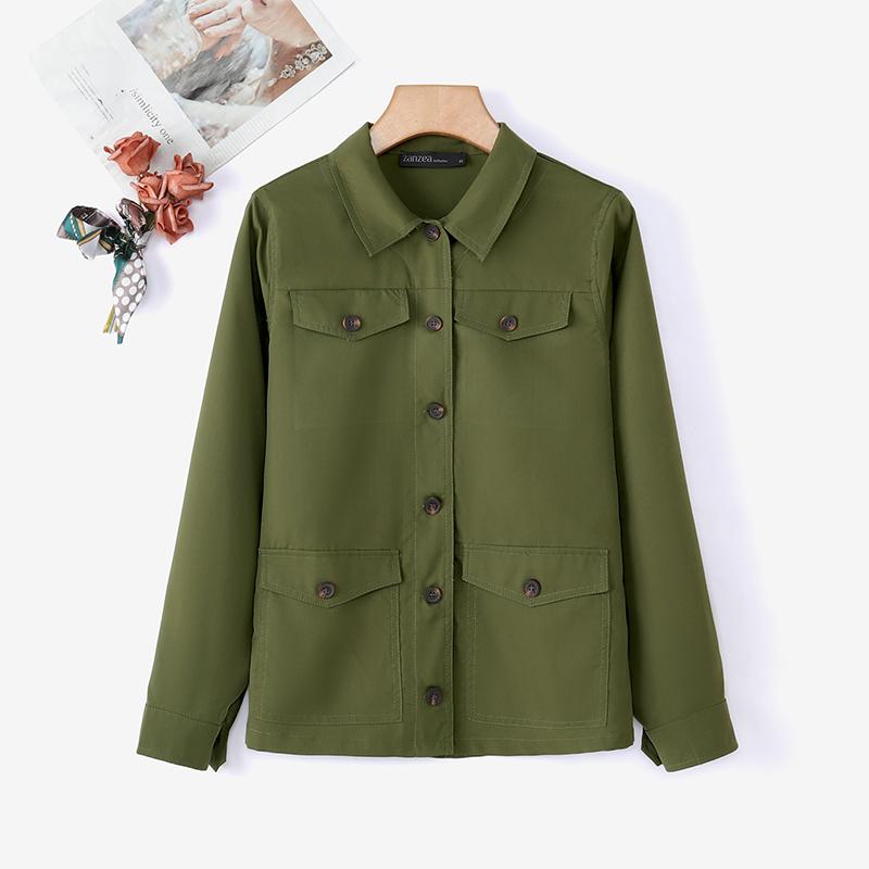 

ZANZEA Женская блузка с отложным воротником, однотонная, свободного кроя, с длинным рукавом 5XL армия зеленый