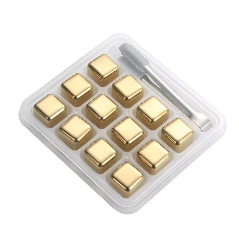 2/4/6/8/12Pcs Stainless Steel Ice Cubes Set Reusable Chilling Stones for Whiskey Wine Cooling Cube Chilling Rock Party Bar Tool