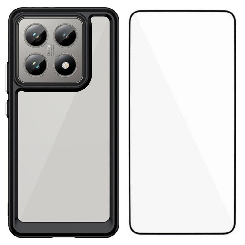 For Xiaomi 14T Phone Case WANLONFENG XC Series TPU Acrylic Cover with Tempered Glass (Big Lens Hole)