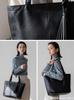 Gratante Big Tote Bag with Tassel, Women's Commuter Bag, Abb-g0003 (Black)