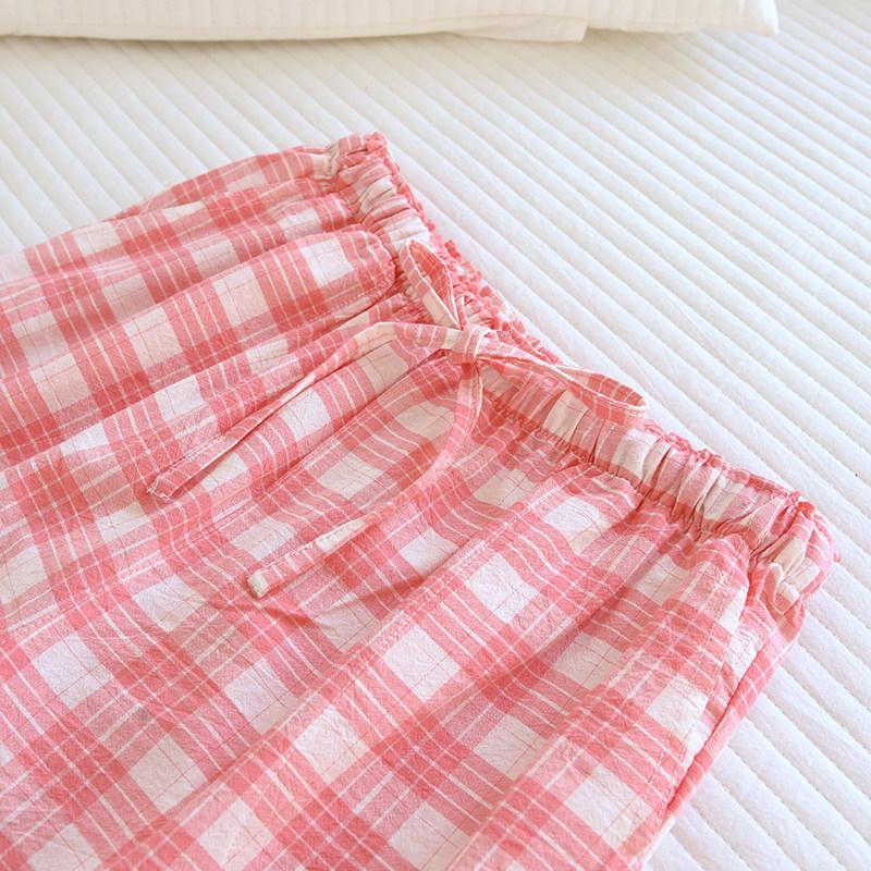 Women's Plaid Cotton Pajama Pants - Summer Thin, Loose Fit, Elastic Waist, Plus Size, Outdoor & Home Wear