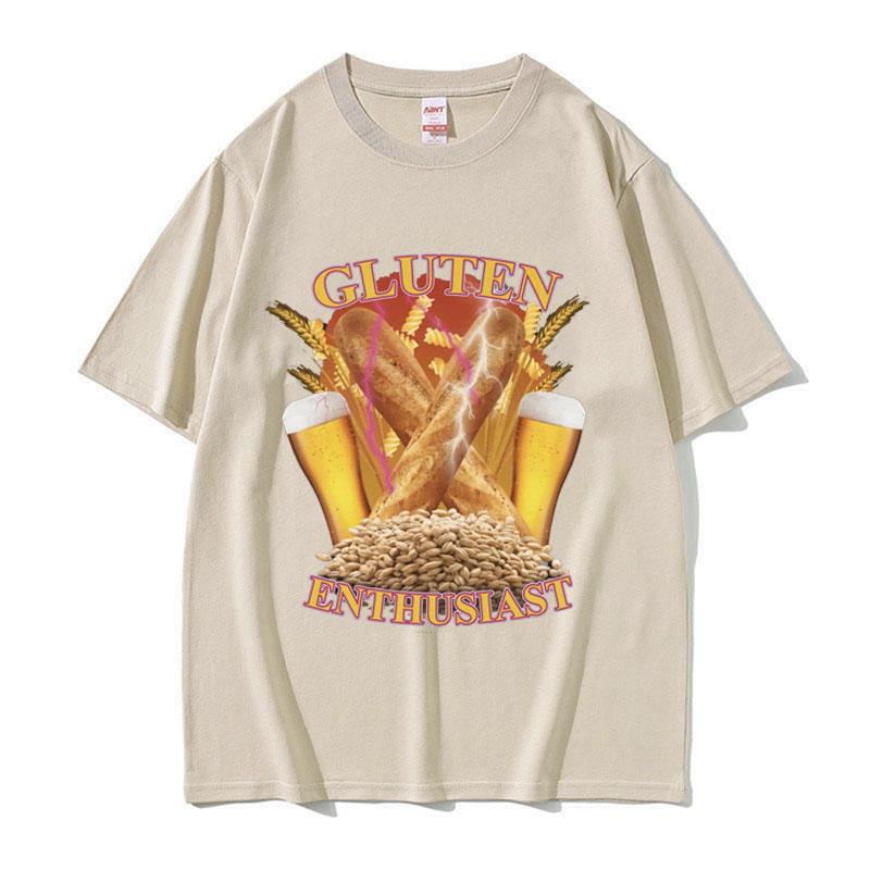 Funny Gluten Enthusiast Meme Graphic T Shirt Mens Fashion Cotton Short Sleev Tshirts ONeck Loose Oversized Tshirt Streetwear