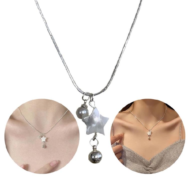 Pearls Star Pendant Necklace Sweet Cool Clavicle Chain Choker Neck Chain