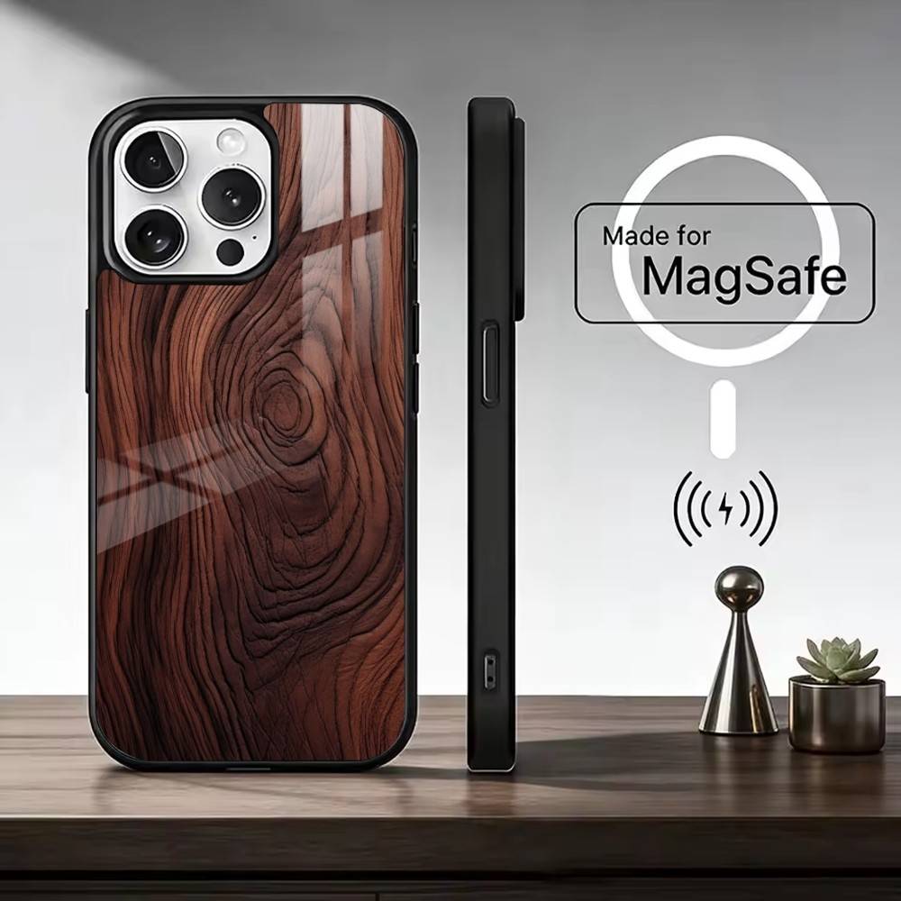 n-Natural Wood   Phone Case For iPhone17,16,15,14,13,12,11 Plus,Pro Max Magnetic For Magsafe Wireless Charging iPhone16PRO