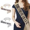 Birthday Tiara and Crown for Women Birthday Sash for Girls Birthday Decorations Rhinestones Headband Hair Accessories