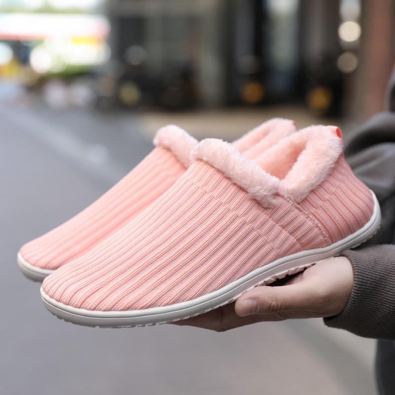 

New four-season soft skin thick warm heat-gathering home versatile cotton shoes fashionable flying woven breathable cotton shoes 42 розовый