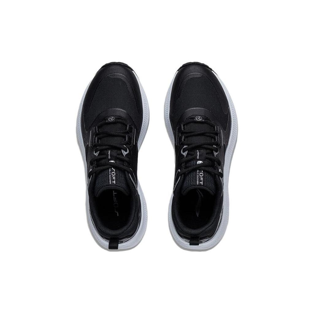 Li Ning SOFT GO Slip Resistant, Abrasion Resistant, Breathable Low top Casual Shoes Women's Black White AGLT126-2