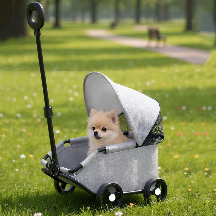 Cochecito de Mascotas Plegable Compacto para Gatos y Perros Carrito de Juguete para Niños con Tirador Transportín para Mascotas para Salidas