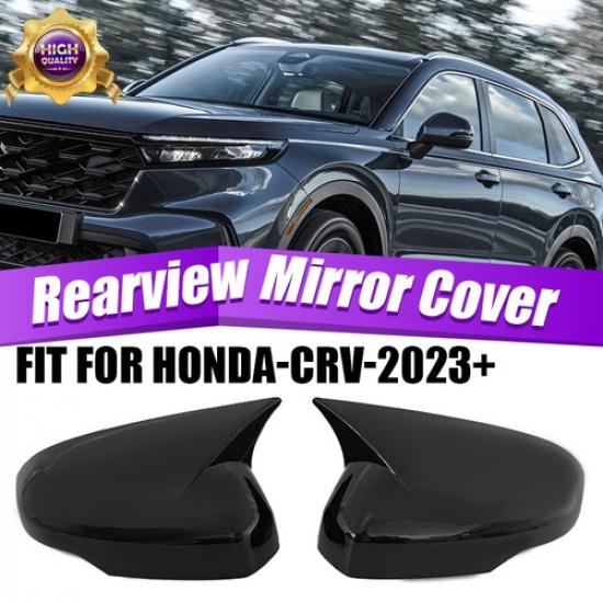 2X For Honda CRV CR-V 2023~2024 Glossy Black OX Horn Rear View Mirror Cover Trim