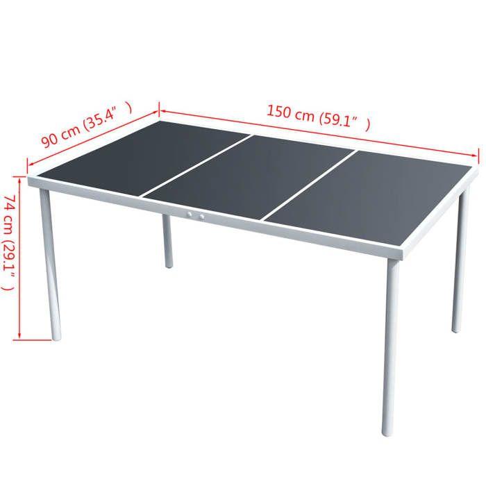 VidaXL Table de jardin 150x90x74 cm Noir Acier