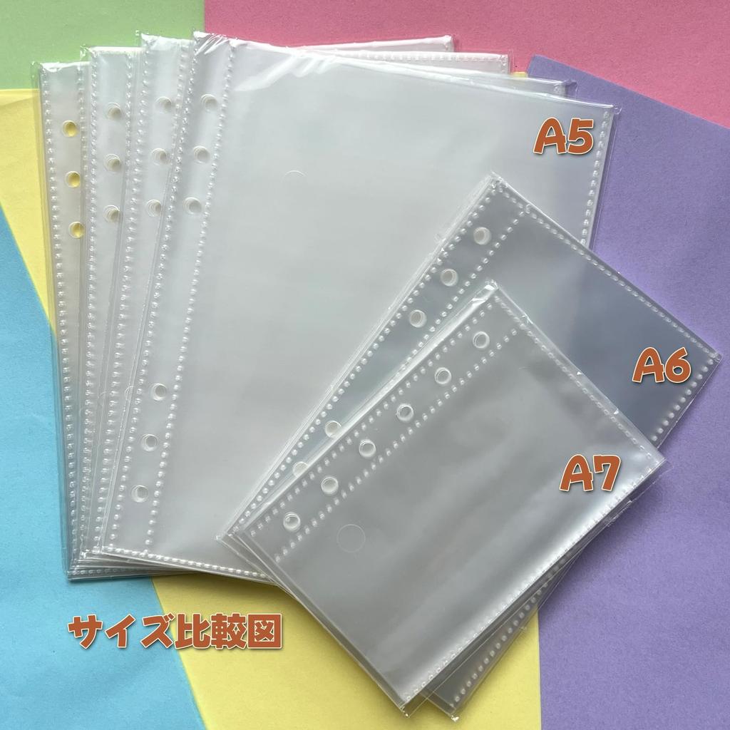 A5 Sticker Album 40 Transparent PP Sheet with Release for Binders and 152 x Clear Sticker Sheet Refill, Sheets, Mini, 6-Hole, Liner, Notebooks, 198mm,