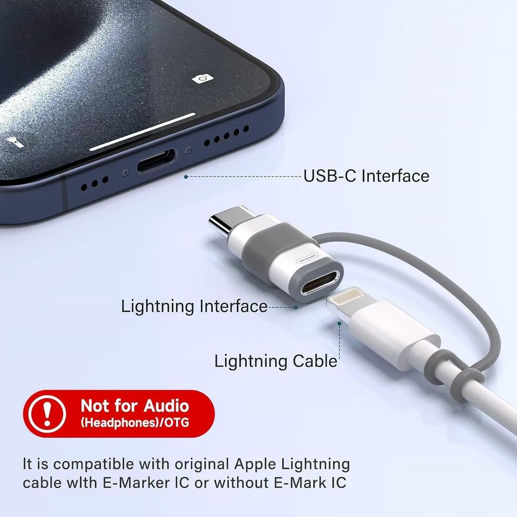 Lightning to USB C Adapter for Charging & Data Transfer Type C Charger Connector Cable Lightning Female to USB C Male Adapter