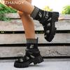 Fashion Platform Women Sock Ankle Boots Flats Knitting Stretch Shoes Buckle Woman 2025 Trend Fashion Snow Boots Goth New Muejr Botas