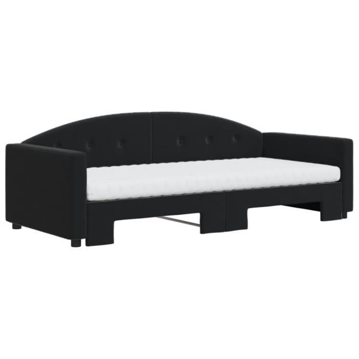 VidaXL Lit de jour avec gigogne et matelas noir 90x200 cm velours 3197329